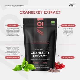 Organic Cranberry Extract 52,500mg – 180 Vegan Capsules – High Strength 52.5mg Anthocyanins Cranberry Extract (Vaccinium Macrocarpon) – by Alpha01