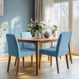 NAKIHOUSE Chair Covers, Super Fit Stretch Dining Room Chair Covers Set of 4 Removable Washable Chair Protector Cover Seat Slipcover for Dining Room, Wedding, Ceremony, Banquet, Party (Light Blue)
