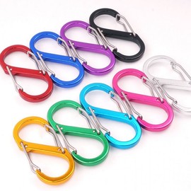 Carabiner Aluminum two-way S-shaped carabiner buckle Camping supplies silver 10ea