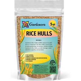 Gardenera Organic Rice Hulls - Sustainable Gardening Solution for Healthy Roots, Disease Prevention, and Weed Management - 5 QUARTS