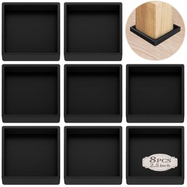 Furniture Coasters Caster Cups Rubber 2.5 inch Square no Slip Pads Furniture Leg Protectors-for Hardwood Floors (8, Square Black)