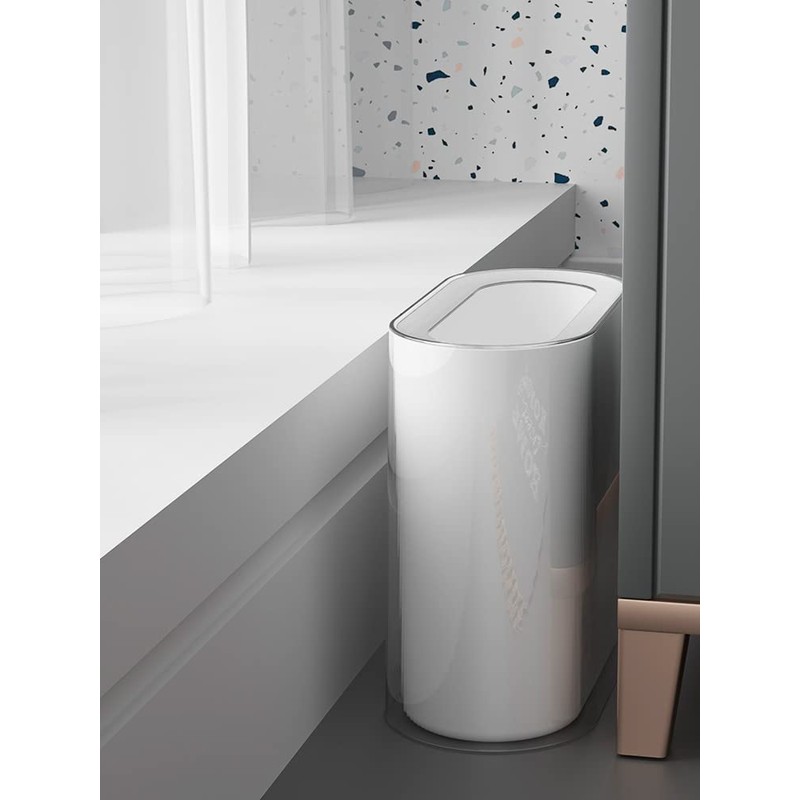 IEEK Small Waste Basket Slim Trash Can 3.2 Gallon/12L Clear
