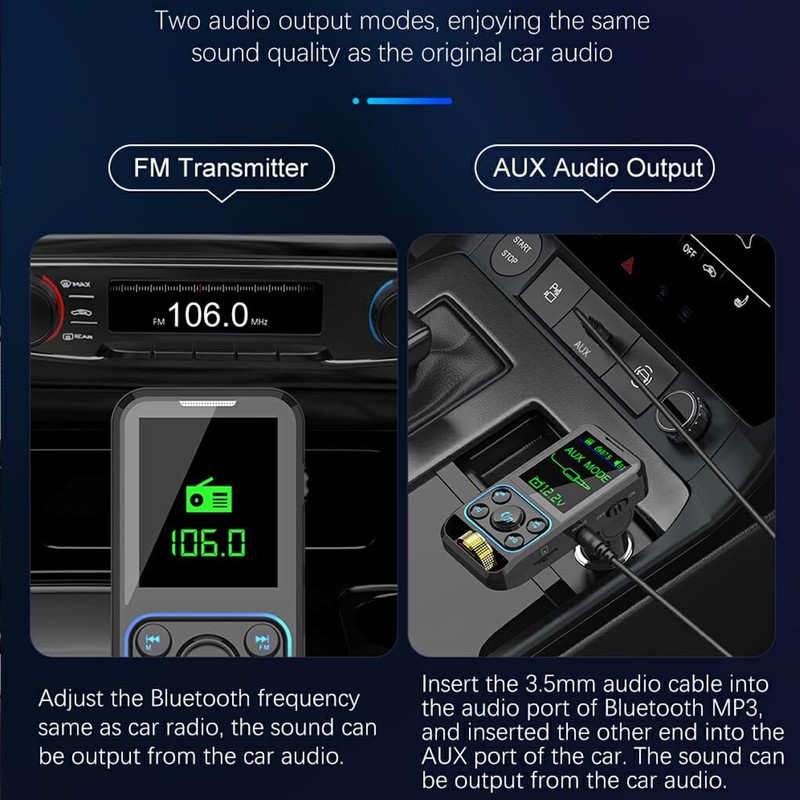 BEALIFE Car FM Player QC3.0 Music Radio Support Receiver MP3