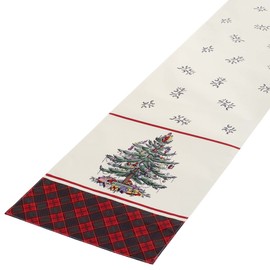 Spode - Table Runner, Holiday Home Decor Christmas Tree Tartan Collection, 14" x 72"