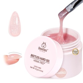 Beetles HEMA-Free Hard Gel for Nails,0.5 oz 9 in 1 Pink Glitter Mini Size Hard Gel for Nail Extension & Strengthening Broken Repair UV LED Lamp Cured Salon for Professional Nail Techs Women