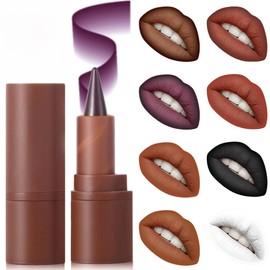 HANJILIAN 3-in-1 Multi-Use Lipstick Lip Liner & Eyeshadow | Matte Nude Dark Brown Red Lip Liner Creamy Lip Pencil Crayon, | Long Lasting Waterproof All-in-One Makeup Pencil for Natural Nude Looks(2#)