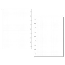 Grid Notes Refill Pages fits 9-Disc Medium Size Planners, Notes Refills, Pre-punched Happy Planner Inserts (1/4 Inch, Grey)
