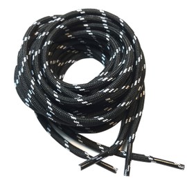 B&Q 3 pairs Heavy duty durable non slip round boot shoe laces shoelaces for hiking walking construction safety work (63" (160cm), Black white spot)