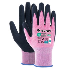 KAYGO Latex Coated Work Gloves for Women Breathable, 12 Pairs Recycled Polyester Gardening Gloves, Eco Friendly Safety Yard Work Gloves for Ladies, KGE19L (Pink, Medium)