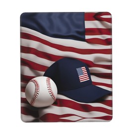 SSIMOO American Flag and Baseball Desk Computer Pad-Gaming Computer Mat for Office and Home Use-Cute Computer Pad, 10 x 12 inch, Black