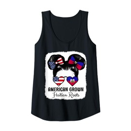 Womens American Grown Haitian Roots Girl Haiti Flag Heritage Tank Top
