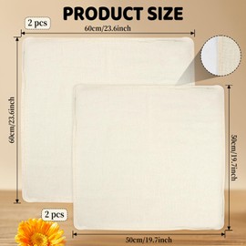 GOWTX Pack of 4 Cotton Cheese Cloth, Cotton Straining Cloth, Cheese Cloth, Muslin Cloth, Washable Filter Cloth for Straining Cheese Strain, Reusable Fine Cheese Cloth for Kitchen, Coffee, Soup