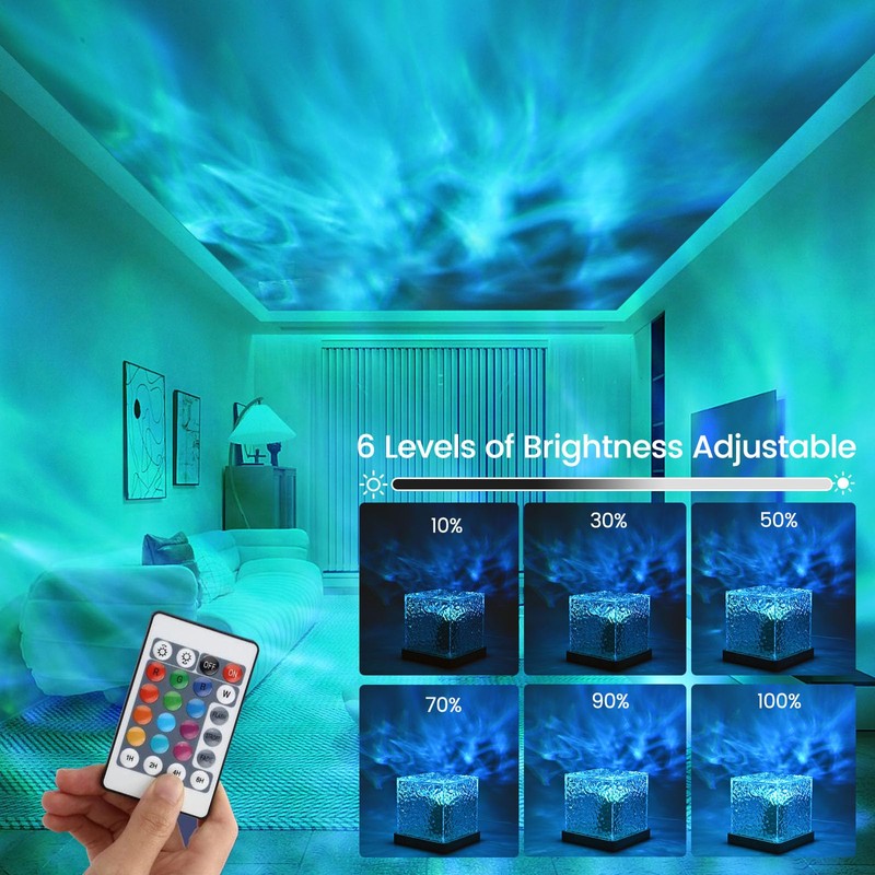Starry Sky Projector, Wave Lamp LED Bedside Lamp 3D Galaxy