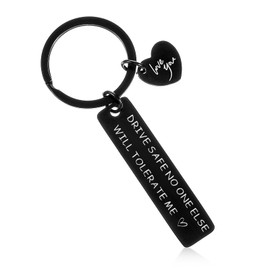 Ouligay Drive Safe Keychain Gifts for Him Boyfriend Birthday Valentine's Day Gift For Him Husband Fiance Men Boyfriend Bf Romantic I Love You Presents Husband Gifts From Wife, Black