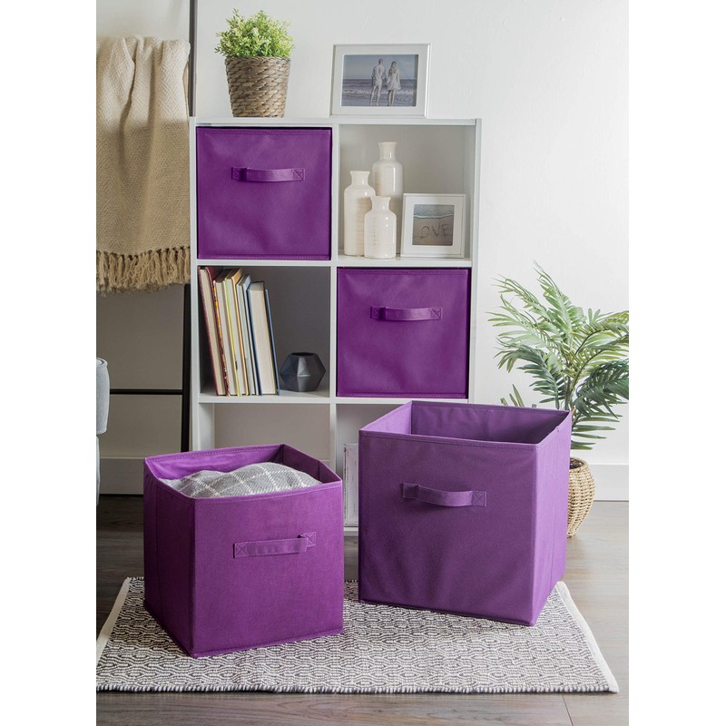 DII Non Woven Polyester, Solid Storage Bin, Small (4), Eggplant