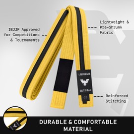 Elite Sports Kids Brazilian Jiu Jitsu Belts Preshurunk Martial Arts Youth BJJ Belts for Girls & Boys with BJJ Ranking Stripes (Yellow/Black, C0)