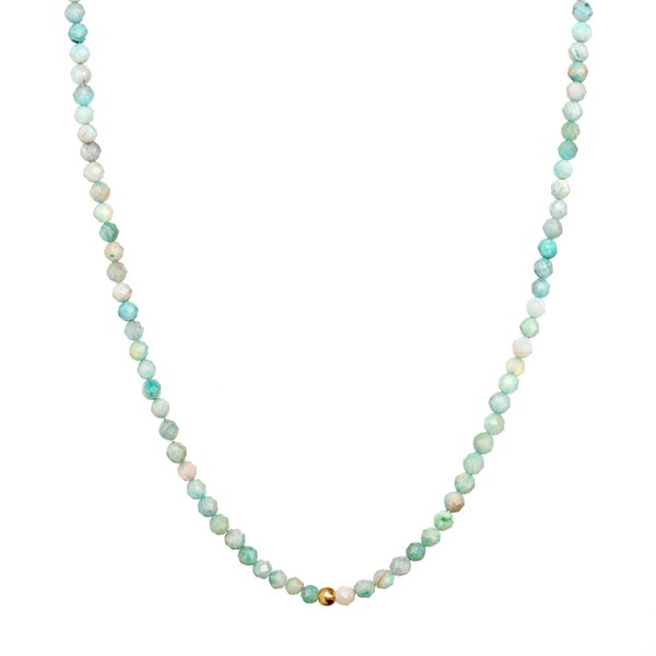 BERGERLIN Genuine Natural Stone Necklace with 925 Sterling Silver Pearl