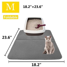 Foldable Household Pet Cat Dog Litter Pad EVA Sanitary Sand Mat Pad  (Grey M)