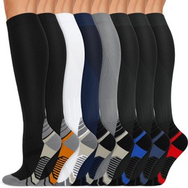Iseasoo Copper Compression Socks (15-20 mmHg) for Men & Women - Running, Hiking, Cycling, Travel - Improves Circulation（S/M）