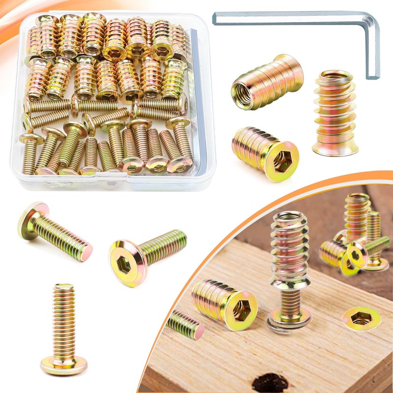 Screw-in Nut M6 x 20 Screw Sleeves with Flat Head