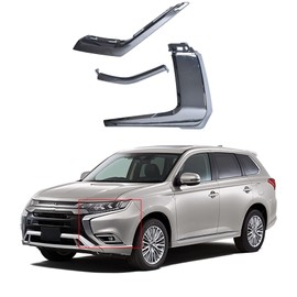 3-Piece Front Bumper LH Chrome Trim Set - Molding Strip Replacement for Outlander 2016-2019 (6407A141, 6407A145, 6407A143)