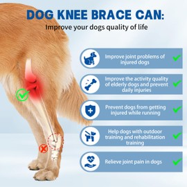 Moysoon Dog Knee Brace for Torn Acl Hind Leg - Protect Dog's Joints,Adjustable Front Back Leg Support Bracket for Warmth and Support, Four Leg Universal Dog Knee Brace, (L)