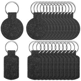 Namalu Pack of 24 Felt Key Fob Blanks – Round & Rectangular Blank Key Rings for Crafts, Plotter, DIY, Crafts & Personalisation, gray