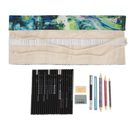 29pcs Sketching Pencil Tool Kit Beginner Artist Drawing Pencil Roll Up Case Art SuppliesAbstract Painting
