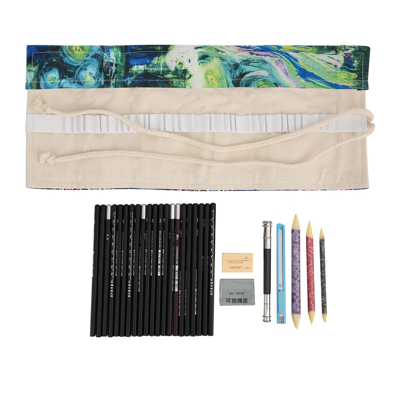 29pcs Sketching Pencil Tool Kit Beginner Artist Drawing Pencil Roll