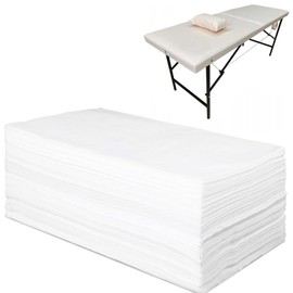 100 Pack 31.5" X 71" Disposable Massage Table Sheets White Non Woven Fabric Massage Bed Sheets Waterproof Breathable Massage Bed Cover for Spa, Beauty