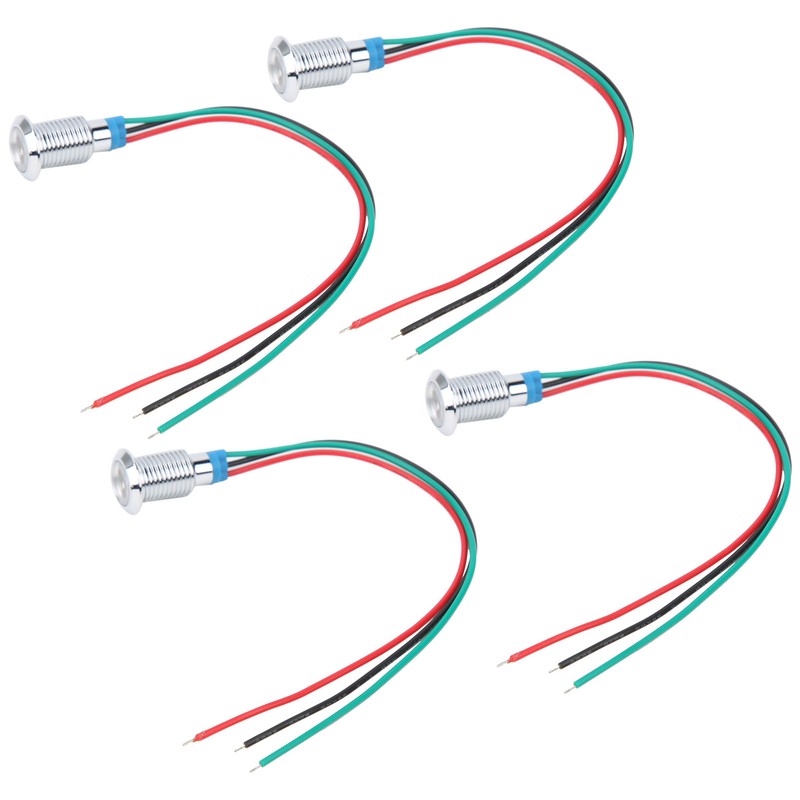4 Sets PreWired Round LEDs Waterproof 2Color Indicator Light Common