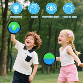 Udbrud Klettballspiel, Klettballspiel für Kinder mit 2 Fangscheiben 2 Bälle Strandspiele Klettspiel Wurfspiel Outdoor Klettball Set Klettball Strandspielzeug Ballspiele für Garten,Party