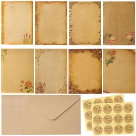 Voyzdx 76 Juego De Sobres Invitaciones Papel Boda,32 Papel para Escribir Cartas,20 Sobres para Cartas y 24 Pegatinas Thank You para Bodas Invitaciones Regalo Cumpleaños