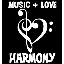 Chase Grace Studio Music Love Treble Bass Clef with Heart Vinyl Decal