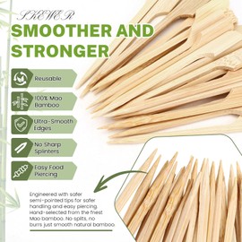 Bamboo Skewers, Flat Wooden Picks for Appetizers Toothpicks for Appetizers Bamboo Skewers for Fruit Kabobs, BBQ, Drinks, Sandwich, Food Picks (3.5 inch), 500 Pieces
