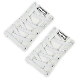 [Yumoning] 2 Pairs (4 Pieces) Shoelaces, Elastic Shoelaces, No Tie Shoelaces, Elastic Shoelaces, Casual Shoes, Leather Shoes, Sports Shoes, Kids, Adults, Elderly People (White)