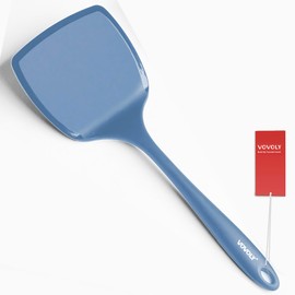 Silicone Pancake Spatula Turner with Lengthened Handle& Seamless Design, Heat Resistant Cooking Spatulas for Nonstick Cookware, Large Flexible Kitchen Utensils, Flipper for Egg, Pancake, Starry Blue