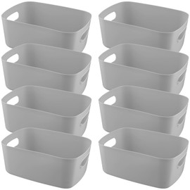 CHIHEUNG Aufbewahrungsboxen aus Kunststoff, klein, grau, Aufbewahrungskorb mit Griffen, Küchenschrank, Organizer, stapelbare Aufbewahrungsboxen für Küche, Schrank, Bad, Büro, Kühlschrank, 24,5 x 18 x