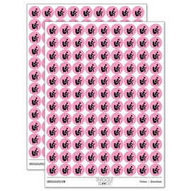 Person Sitting on Toilet with Phone Restroom Pooping 200+ Round Stickers - Matte Finish - 0.50" Size - Light Pink