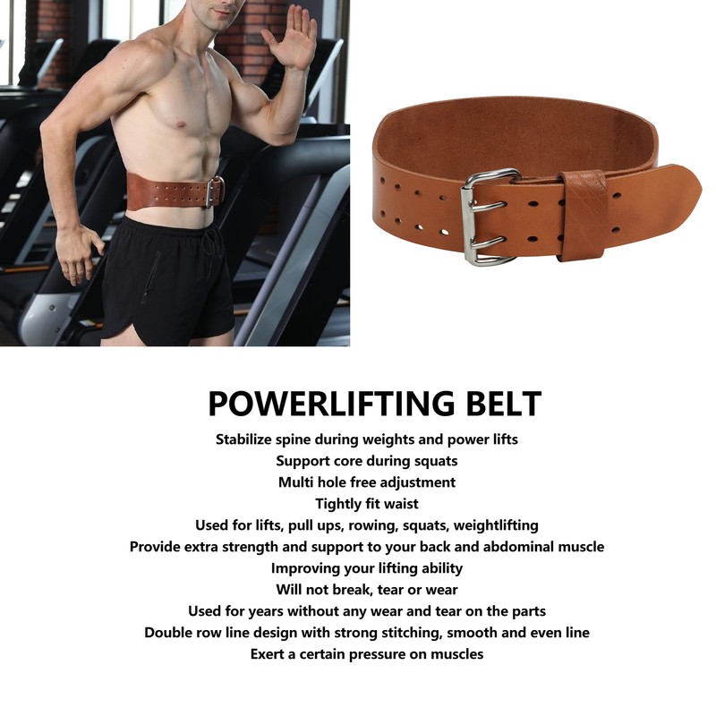 Weightlifting Belt 1 Layer Leather Double Prong Power Lifting Back