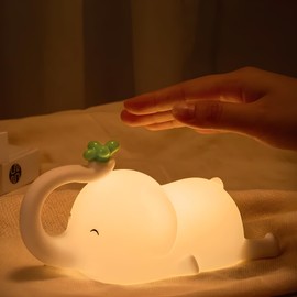 Nachtlicht Kinder, Elefant Nachtlicht Baby Stilllicht Dimmbar, Silikon Touch Nachttischlampe Kinder Mit Timer, USB Aufladbare, Baby Geschenk Junge Mädchen, Nachtlicht Kinderzimmer Deko
