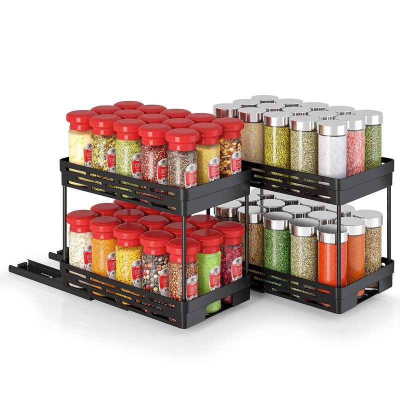 Pull Out Spice Rack Organizer for Cabinet, 2 Pack Widen