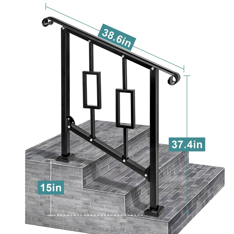 LMRSTOO Handrails for Outdoor Steps, Fit 2 or 3 Steps