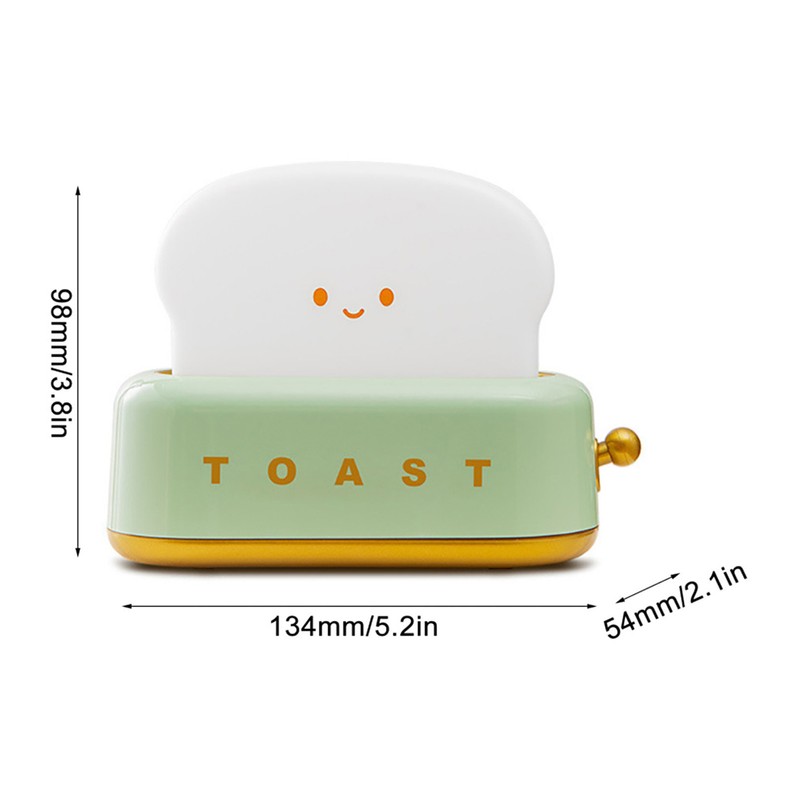 Cute Toast Night Light USB Rechargeable LED Bread Toast Night