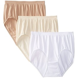 Bali Women's 3 Pack Comfort Revolution Brief Panty, White/Nude/Light Beige, 6/7'