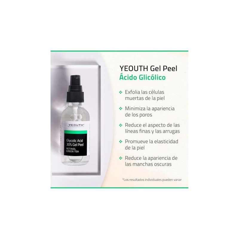 YEOUTH Acido Glicolico Peeling Facial para la Car, Exfoliante Químico