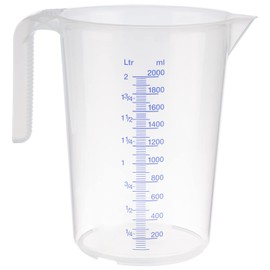 APS Measuring Jug 2 Litres, Diameter 15 x Height 20.5 cm, Plastic Cup with Embossed Scale Outside, Open Handle, L/ml Divisions, Dishwasher Safe