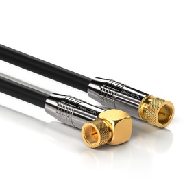 deleyCON SAT Antenna Cable 1m (3.29 ft.) Coaxial Satellite Cable Gold-plated F-type connector Right angle Metal Connector UltraHD FullHD - Black