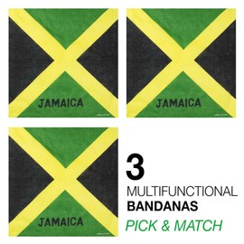 Basic Sense Jamaica Flag Bandana, Cotton Carnival Biker Bandanna, Headwear, 3PCS Combo