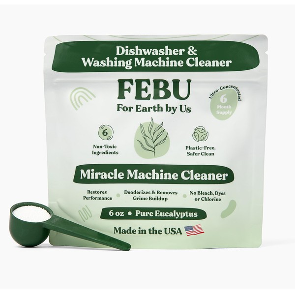FEBU All-In-One Machine Cleaner, Pure Eucalyptus, 6oz | Natural Washing